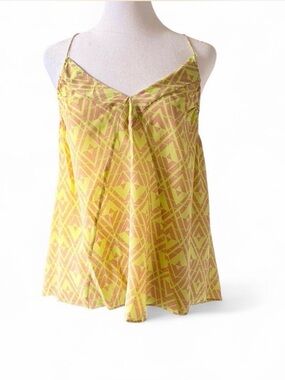 Rebecca Taylor Yellow & Pink Geometric Silk Camisole
